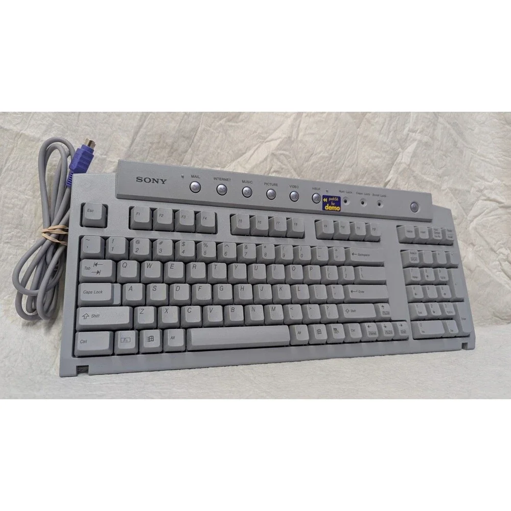 Vintage Very Good Condition Sony VAIO PS2 Wired QWERTY Computer Keyboard